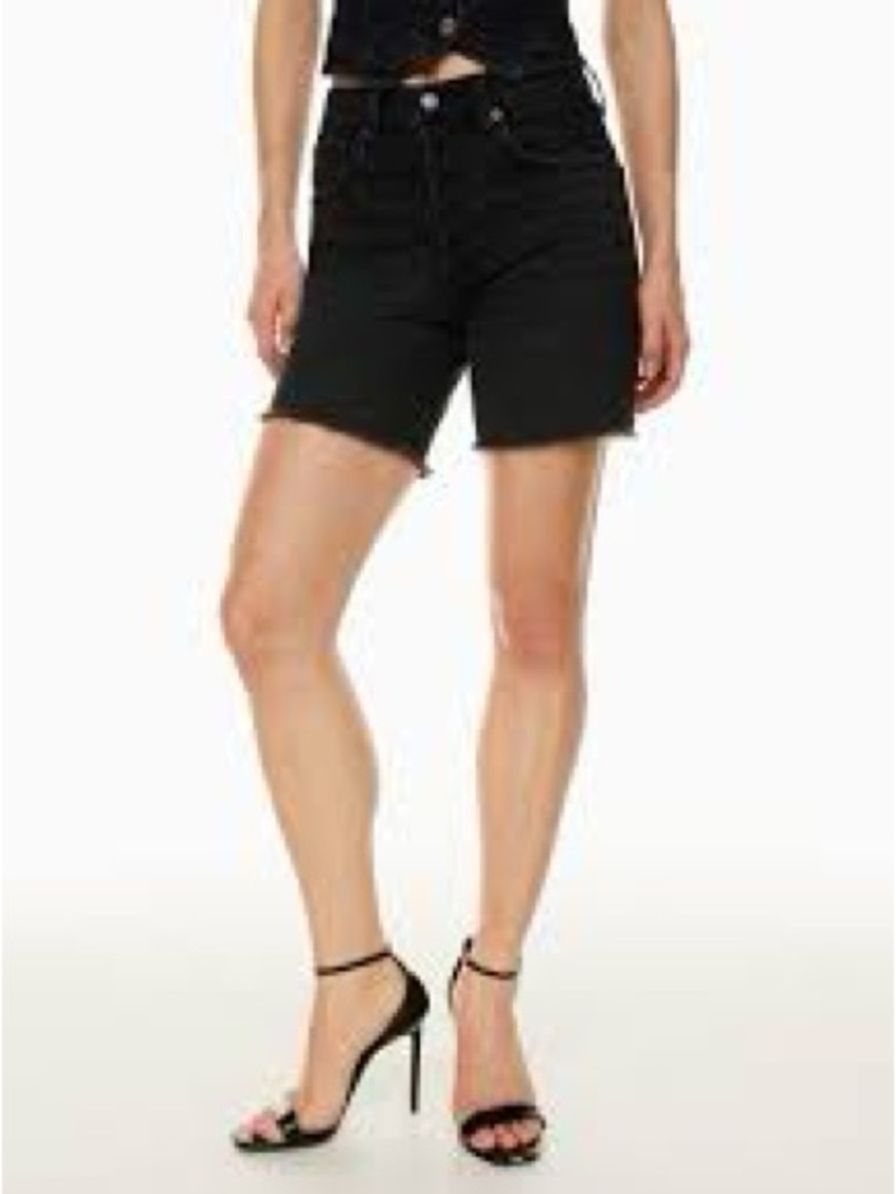 Denim Forum Black High-Rise Jean Shorts 1040